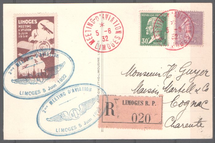 Frankrig 1932 - Souvenirpostkort fra Meeting d'Aviation Limoges 1932