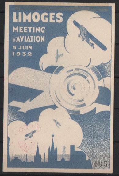 Frankrig 1932 - Souvenirpostkort fra Meeting d'Aviation Limoges 1932