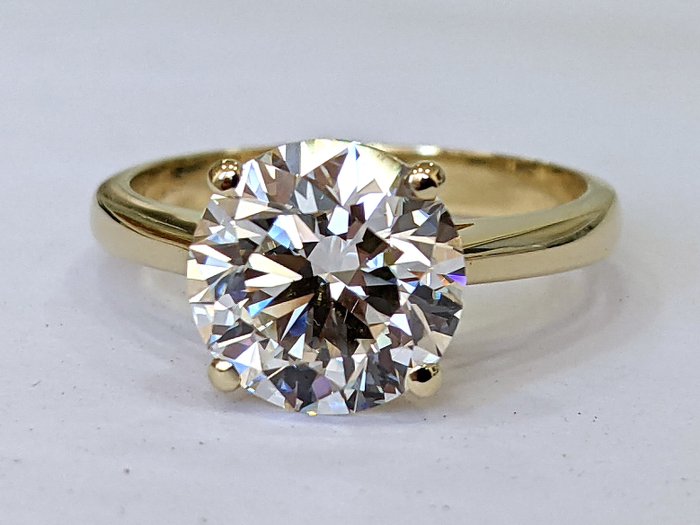 Ingen mindstepris - Ring - 14 karat Gulguld -  3.26ct. tw. Diamant (Laboratoriedyrket) - F VS1 IGI