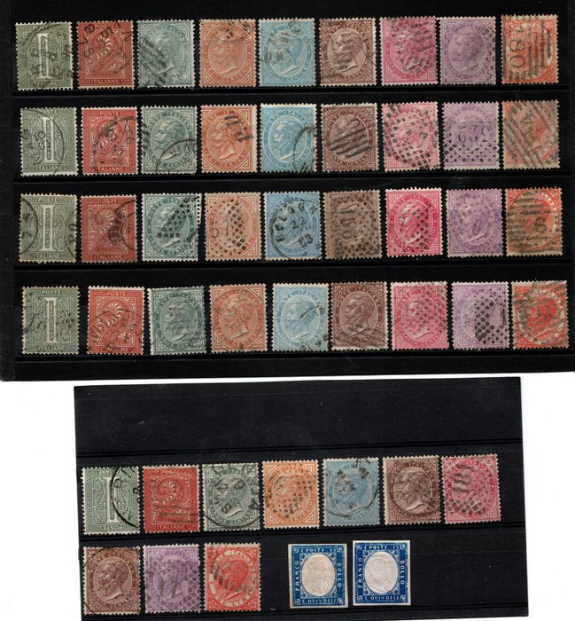 Italien Kongerige 1862/1863 - 1861/63 Italien Kongerige 5 komplette sæt brugt De la Rue type plus 2 øre 15 nye MNH'er*