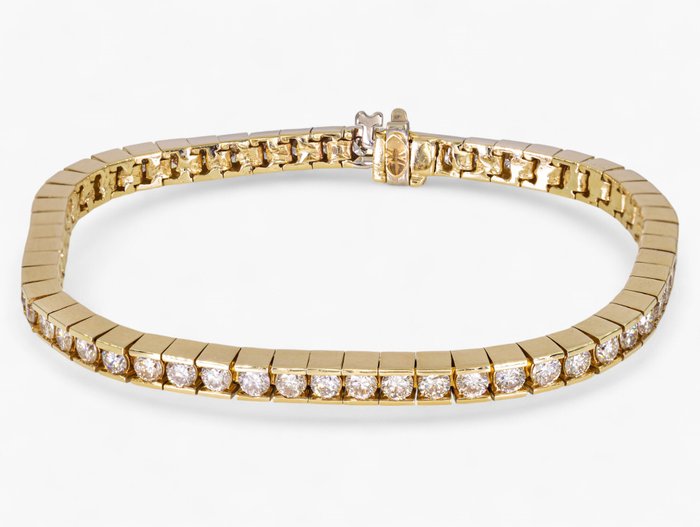 Ingen mindstepris - Armbånd - 14 karat Gulguld, IGI Antwerpen certificeret - 5,30 ct diamanter - 20 gram 14K guld -  5.30ct. tw. Diamant (Natur)