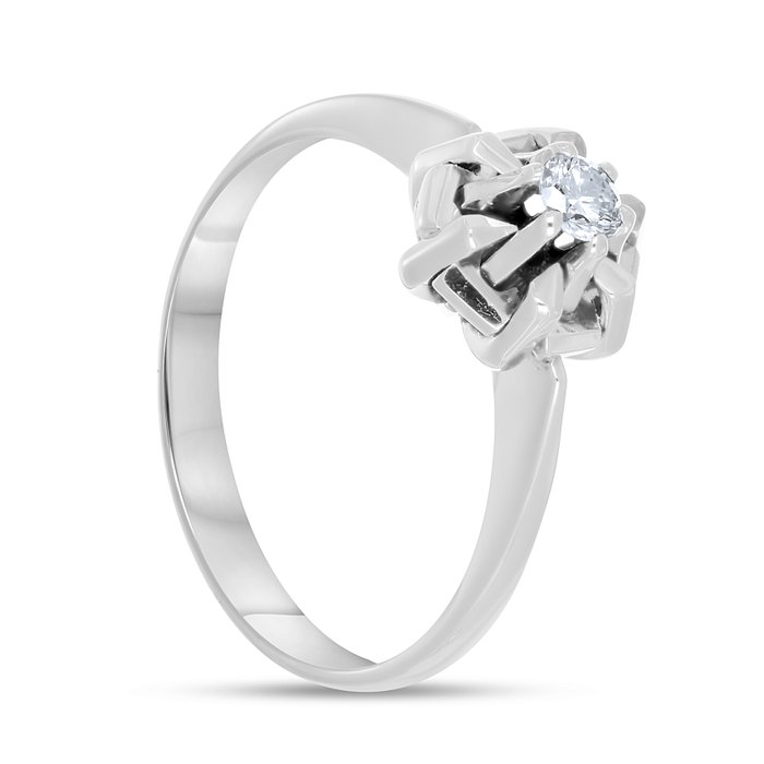 Ring - 18 kraat Hvidguld -  0.08ct. tw. Diamant (Natur)