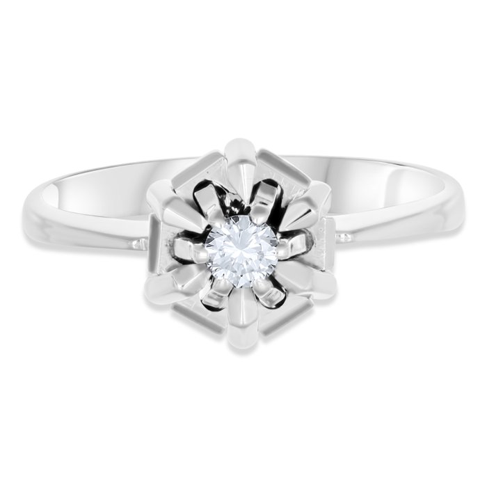 Ring - 18 kraat Hvidguld -  0.08ct. tw. Diamant (Natur)