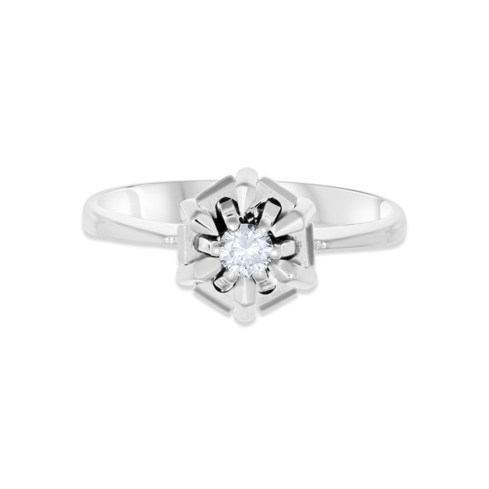 Ring - 18 kraat Hvidguld -  0.08ct. tw. Diamant (Natur)