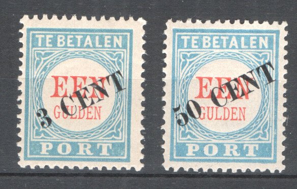 Holland 1906/1910 - Frimærker overtryk rød og sort - med certifikat - NVPH P27/P30