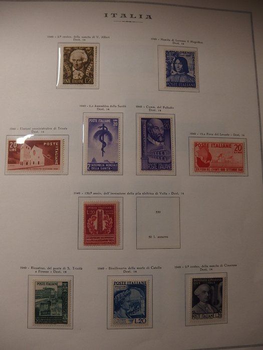 Italienske Republik 1945/1952 - Valg af værdier. Ny MNH** (få MLH*-værdier)