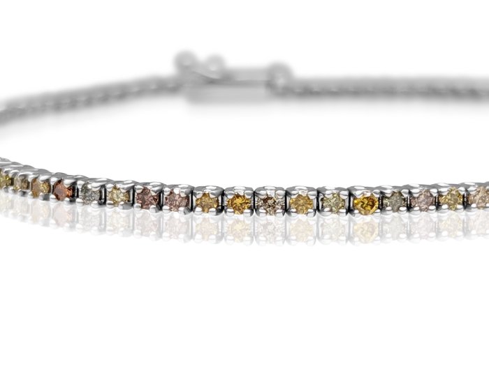 Ingen mindstepris - Armbånd - 14 karat Hvidguld -  119ct tw Diamant (Naturfarvet) - GWLab