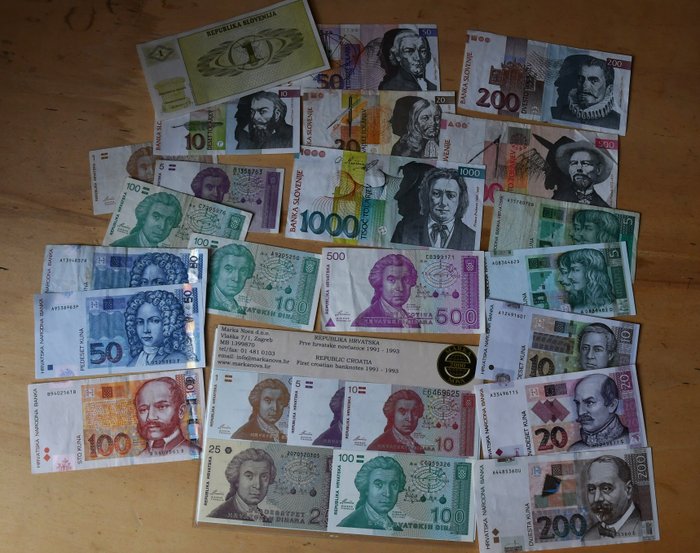 Kroatien Slovenien - 25 Banknotes - Various Dates  (Ingen mindstepris)