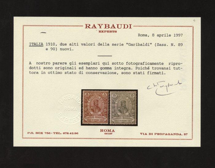 Italien Kongerige 1910 - Garibaldi - Serien - Sassone NN. 89/90