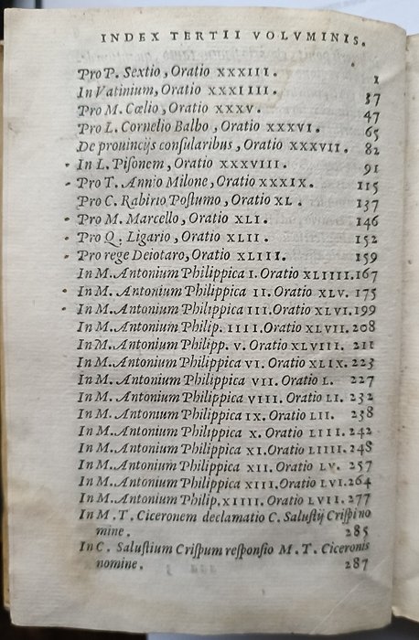 Marco Tullio Cicerone - Orationum pars III cum correctionubus Pauli Manutii - 1559