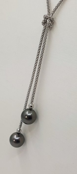 Ingen mindstepris - Halskæde 8x9mm Peacock Tahitian Pearl Drops - 925 Sølv