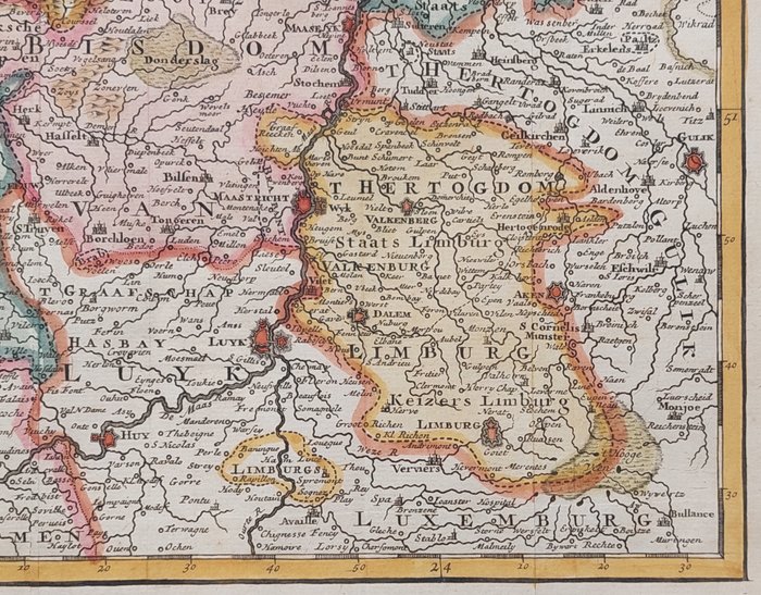 Holland - Brabant, Limburg, Flandern; Isaak Tirion - Nieuwe Kaart van het Hertogdom Brabant, Limburg en Oppergelder - 1738