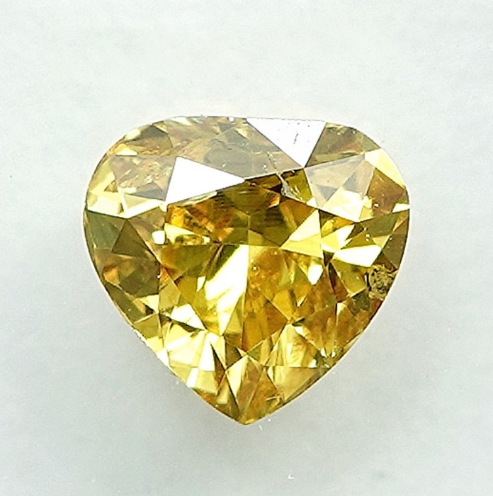 1 pcs Diamant  (Naturfarvet)  - 0.49 ct - Pære - Fancy intense Gul - I1 - International Gemological Institute (IGI)