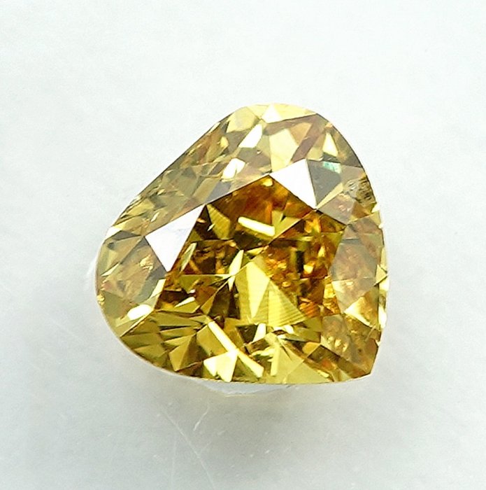 1 pcs Diamant  (Naturfarvet)  - 0.49 ct - Pære - Fancy intense Gul - I1 - International Gemological Institute (IGI)