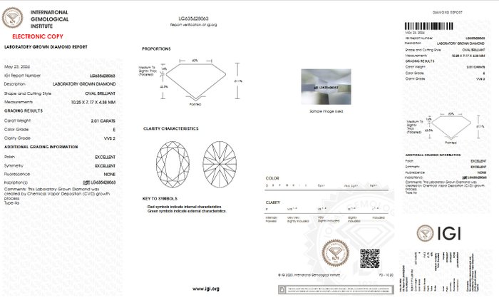 Ingen mindstepris - Halskæde med vedhæng - 14 karat Hvidguld -  2.01ct. tw. Diamant (Laboratoriedyrket) - E VVS2 IGI-certificeret