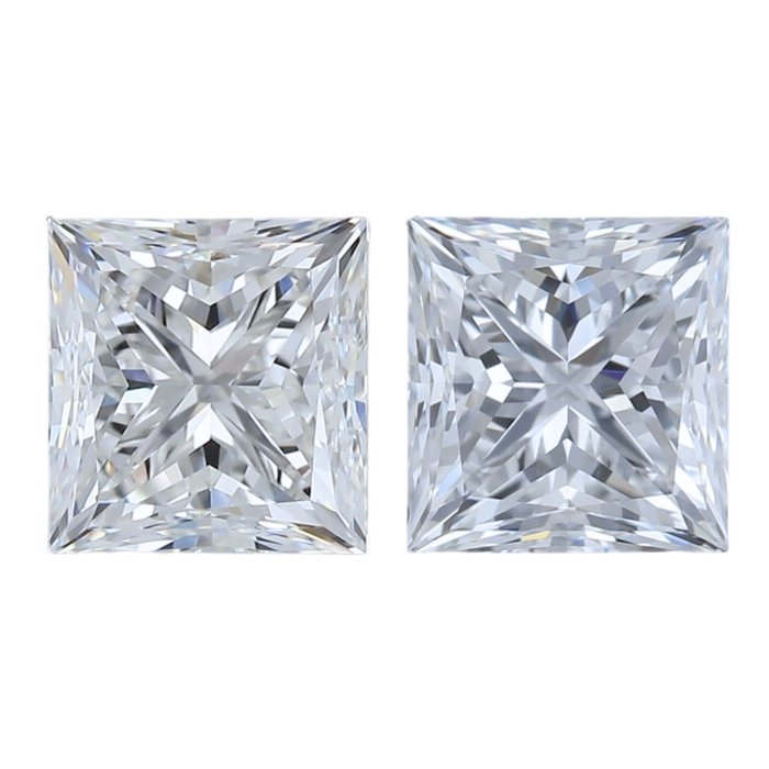 2 pcs Diamant  (Natur)  - 1.80 ct - Kvadrat - E, F - VVS1, VVS2 - Gemological Institute of America (GIA)