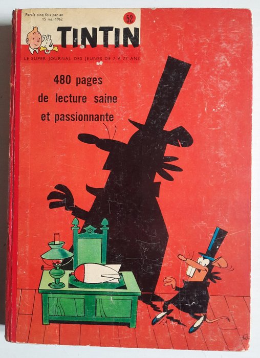 Tintin (magazine) - Recueil N°52 - 1 Album - Første belgiske udgave - 1961