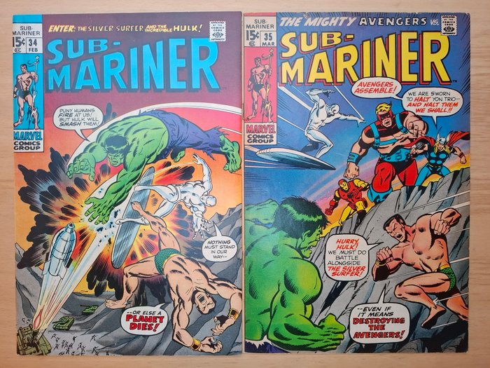 Sub-Mariner #34-35 - Prelude to 1st Defenders story - 2 Comic - Første udgave - 1971