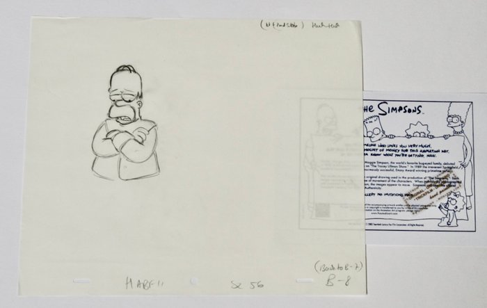 " THE SIMPSONS " - Matt Groening Originale animationstegninger - The Simpsons - with COA - 1989