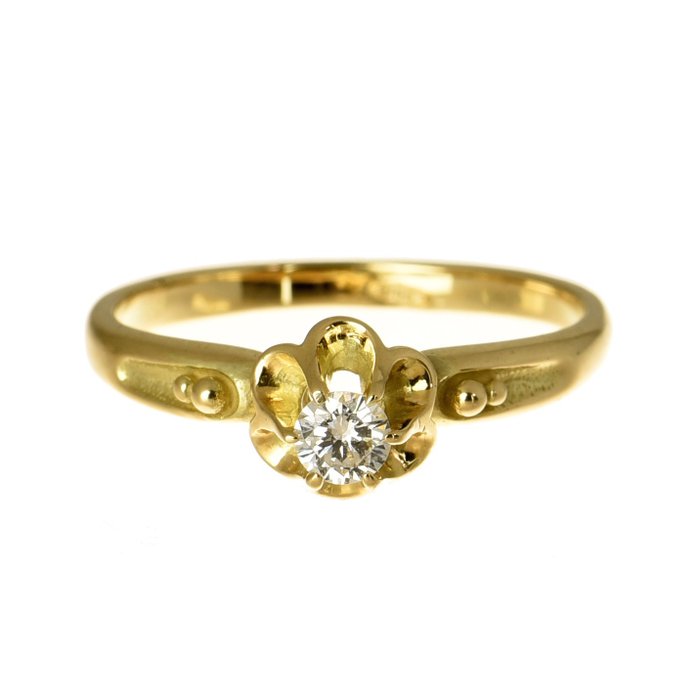 Ring - 14 karat Gulguld Diamant (Natur)