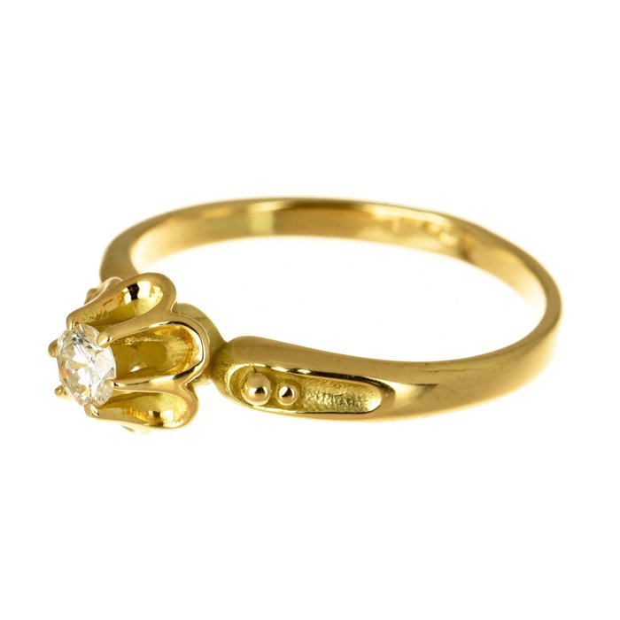 Ring - 14 karat Gulguld Diamant (Natur)