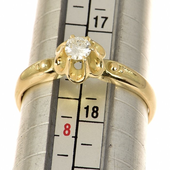 Ring - 14 karat Gulguld Diamant (Natur)