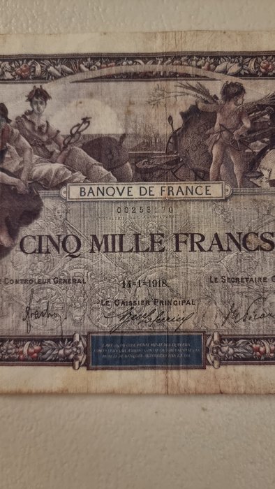 Frankrig. - 5000 francs 1918 - Pick 76