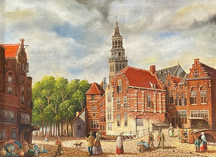 École Européene (XX) - Amsterdam: Oudezijds Voorburgwal (D'après Van der Heyden)