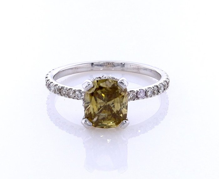 Ring - 14 karat Hvidguld -  178ct tw Diamant (Naturfarvet) - Diamant