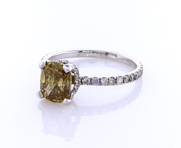 Ring - 14 karat Hvidguld -  178ct tw Diamant (Naturfarvet) - Diamant