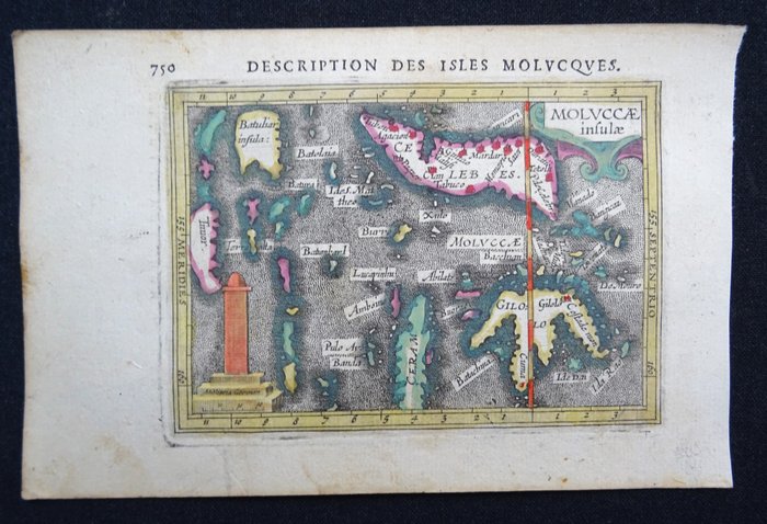 Asien - Indonesien, Sulawesi (Celebes), Molukkerne, Ambon, Ceram, Østtimor, Timor.... / Ambon; B. Langenes / P. Bertius / J. Hondius  W. Schouten / Valentijn - Moluccae Insulae / Kaart van ´t Eyland Amboina [2 maps] - 1601-1620