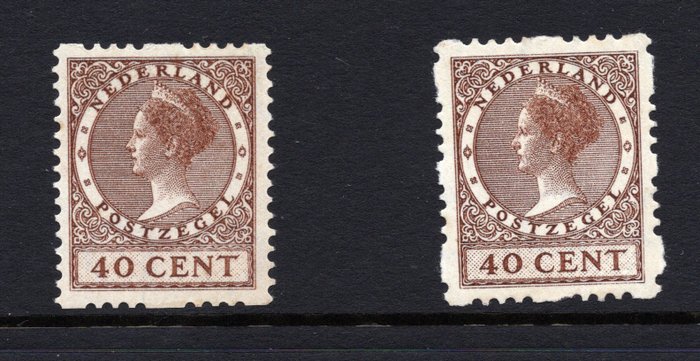 Holland 1926/1928 - 2 Rulletakkede stempler type Kon.Wilhelmina type Veth - Gratis fragt indenfor Holland - NVPH R31 + R54