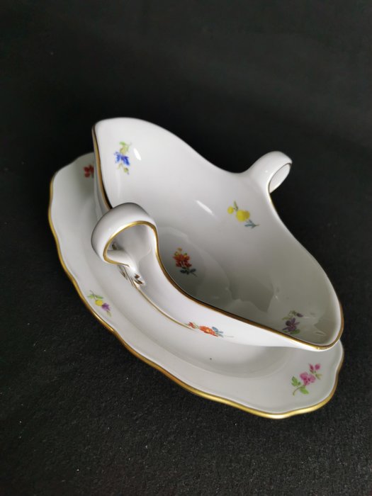 Meissen - Sovsebåd - Smuk dekorativ sovsbåd Spredte blomster 1.Wahl - Porcelæn