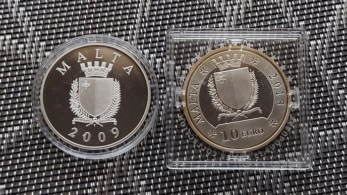 Malta. 10 Euro 2009/2013 "La Castellania" + "Emmanuel Pinto" (2 moedas)  (Ingen mindstepris)