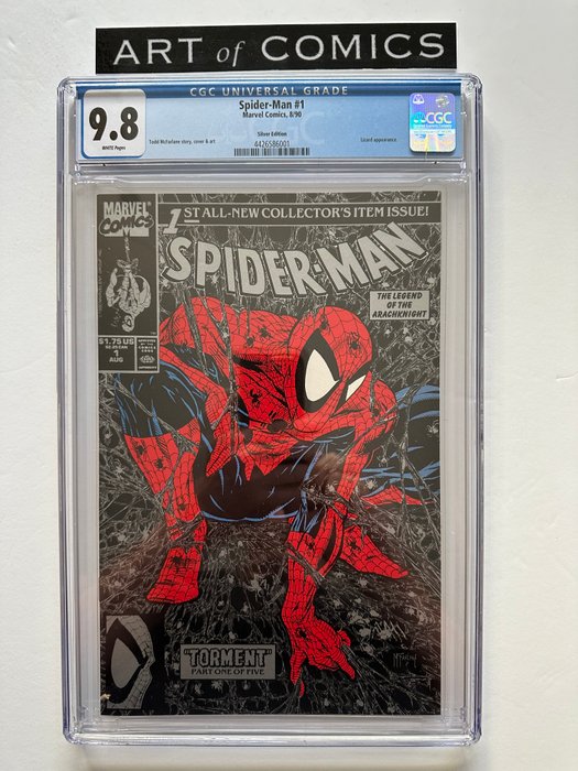 Spider-Man #1 - Silver Edition - Lizard Appearance - CGC Graded 9.8! - Extremely High Grade! - White Pages! - 1 Graded comic - Første udgave - 1990