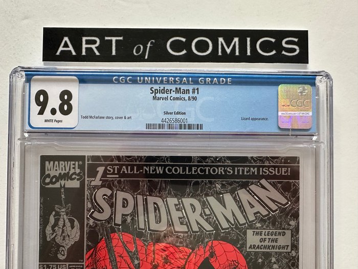 Spider-Man #1 - Silver Edition - Lizard Appearance - CGC Graded 9.8! - Extremely High Grade! - White Pages! - 1 Graded comic - Første udgave - 1990