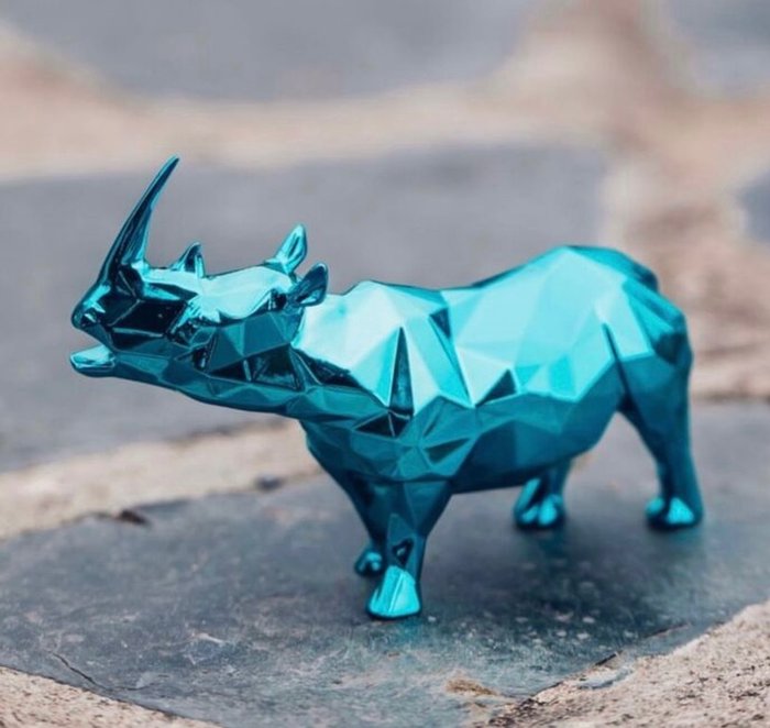 Richard Orlinski (1966) - Rhino Spirit Azur Blue Edition