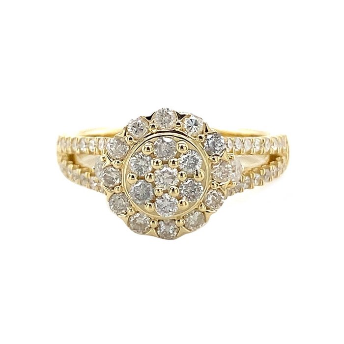 Ring - 14 karat Gulguld -  0.82ct. tw. Diamant (Natur)