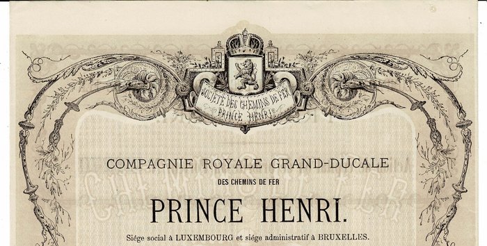 Luxembourg. - 250 Francs 1873 - Chemins de Fer Prince Henri