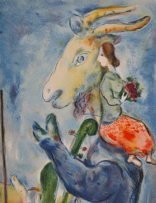 Marc Chagall (1887-1985) - Chèvre musicienne et femme au bouquet