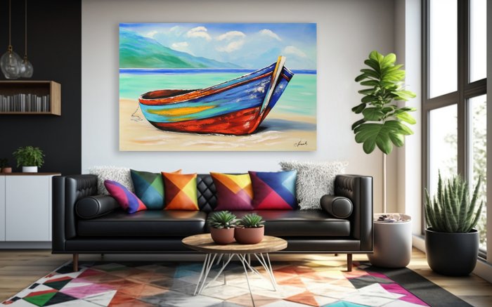 Monika Spiewak - Boat - XXL -  on Frame - Ready to Hang