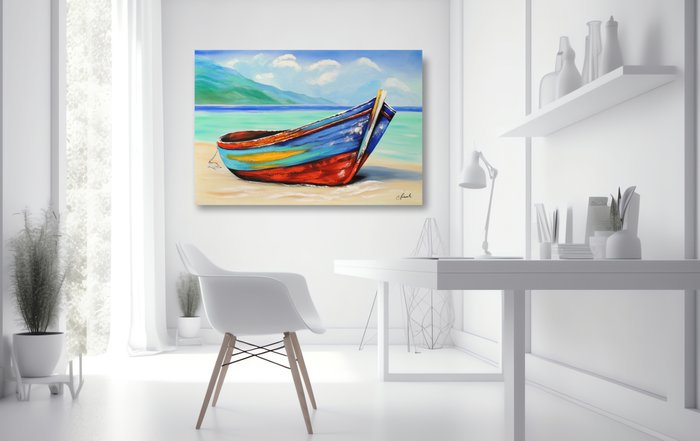 Monika Spiewak - Boat - XXL -  on Frame - Ready to Hang