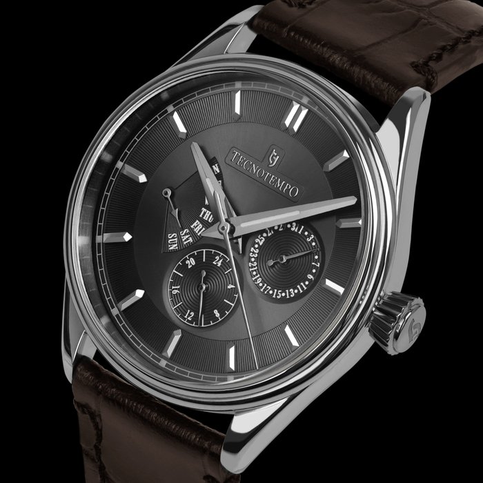 Tecnotempo - "Multihands" - Big Calendar  - 39mm - Limited Edition - Ingen mindstepris - TT.50MH.W (dark grey) - Mænd - 2011-nu