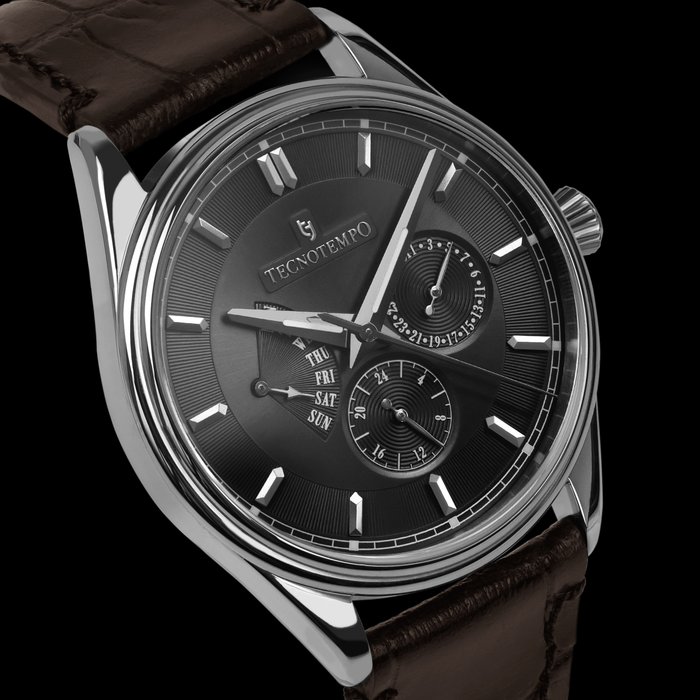 Tecnotempo - "Multihands" - Big Calendar  - 39mm - Limited Edition - Ingen mindstepris - TT.50MH.W (dark grey) - Mænd - 2011-nu