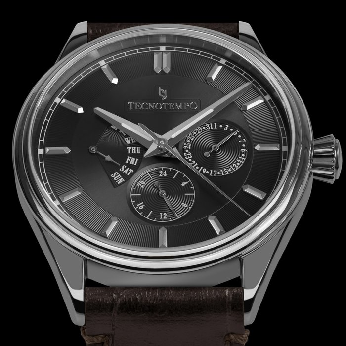 Tecnotempo - "Multihands" - Big Calendar  - 39mm - Limited Edition - Ingen mindstepris - TT.50MH.W (dark grey) - Mænd - 2011-nu