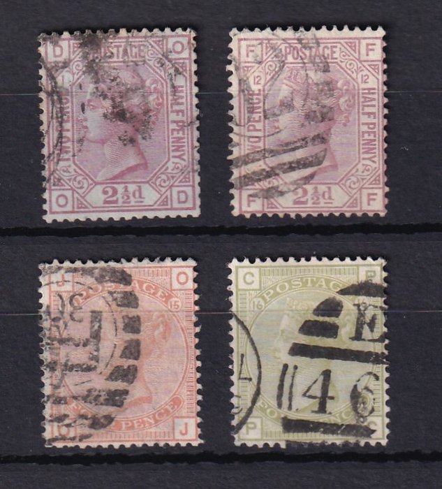 Storbritannien 1880/1875 - koster €920, afhentning - Yvert n°55, 56, 58 et 59