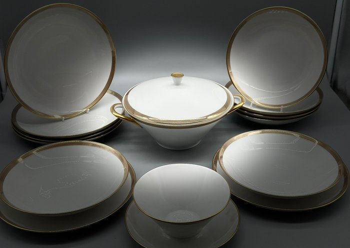 Middagssæt (19) - Eschenbach Bavaria Germany Suppenservice mit Goldrand – Elegantes Porzellan Set - Porcelæn