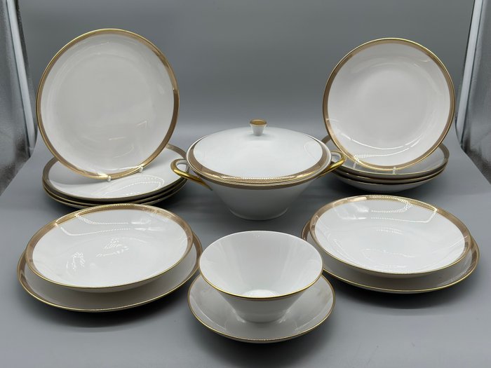 Middagssæt (19) - Eschenbach Bavaria Germany Suppenservice mit Goldrand – Elegantes Porzellan Set - Porcelæn