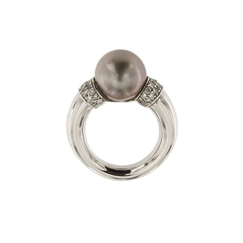 Ring - 18 kraat Hvidguld Diamant (Natur)  - Perle