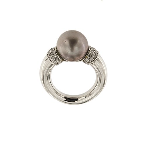 Ring - 18 kraat Hvidguld Diamant (Natur)  - Perle